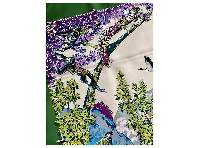 Sublime quadrato Hermès "Sichuan" Verde Porpora - vista 9