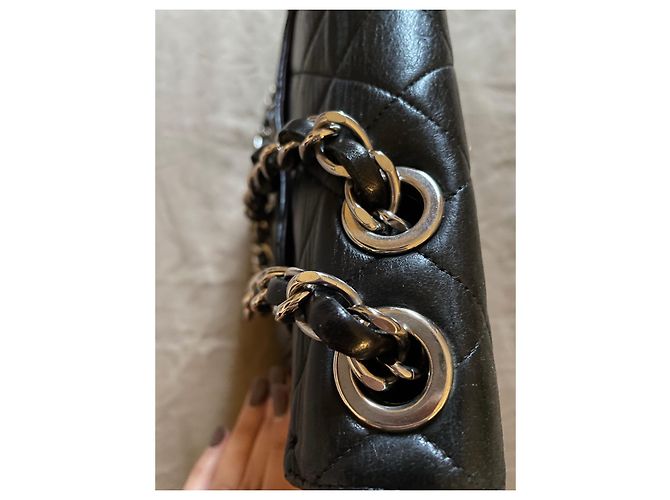 Borsa Chanel Timeless Jumbo in pelle d'agnello nera Nero - vista 3