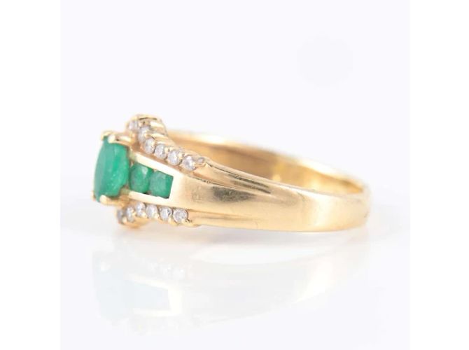 Autre Marque Smaragd-Diamant-Ring Gelbgold Gold hardware - Ansicht 3