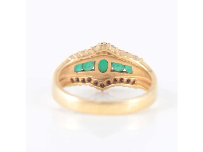 Autre Marque Smaragd-Diamant-Ring Gelbgold Gold hardware - Ansicht 4