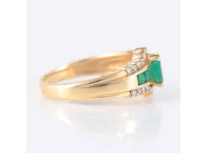 Autre Marque Smaragd-Diamant-Ring Gelbgold Gold hardware - Ansicht 5