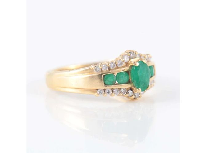 Autre Marque Smaragd-Diamant-Ring Gelbgold Gold hardware - Ansicht 6