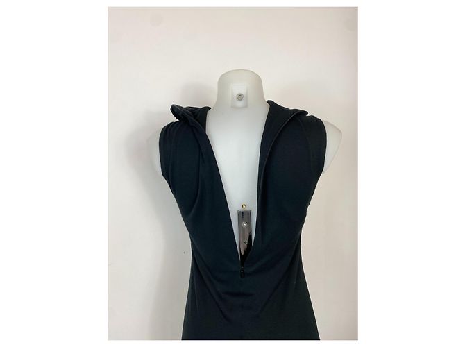 Autre Marque abito nero rayon e misto lana senza maniche Chiusura con zip scollo - vista 2