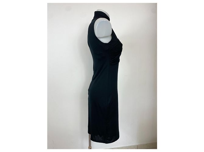 Autre Marque abito nero rayon e misto lana senza maniche Chiusura con zip scollo - vista 3