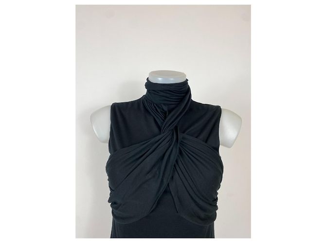 Autre Marque abito nero rayon e misto lana senza maniche Chiusura con zip scollo - vista 5
