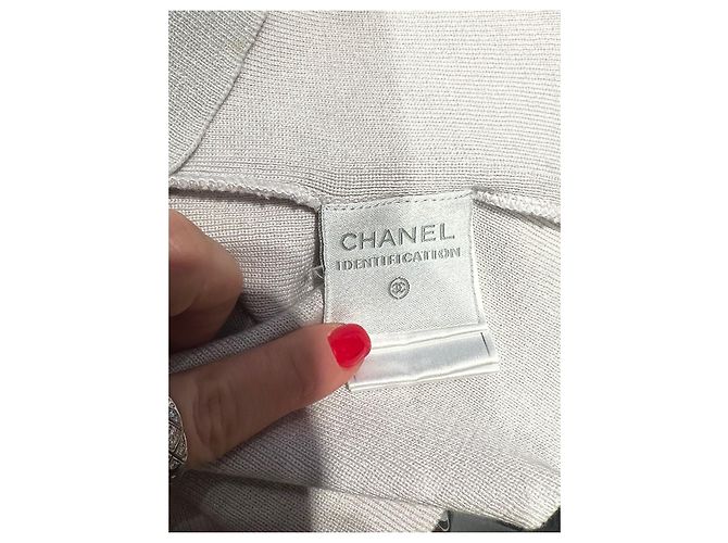 Chanel Set Top und Shorts aus Baumwolle Weiß Grau - Ansicht 3