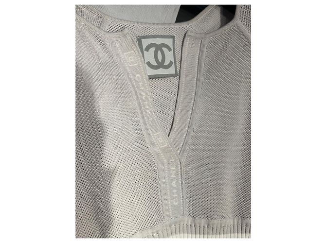 Chanel Set Top und Shorts aus Baumwolle Weiß Grau - Ansicht 4