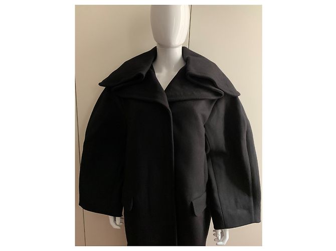 Jacquemus Abrigo oversize de lana negra Negro - vista 9