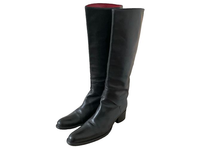 Bottes Cavalières En Cuir Noir Robert Clergerie - Taille 37.5 (EU) - Occasion En Excellent état