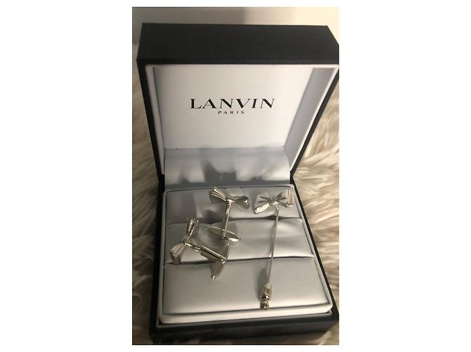 Conjunto de abotoaduras e prendedor de gravata Lanvin prata - vista 2