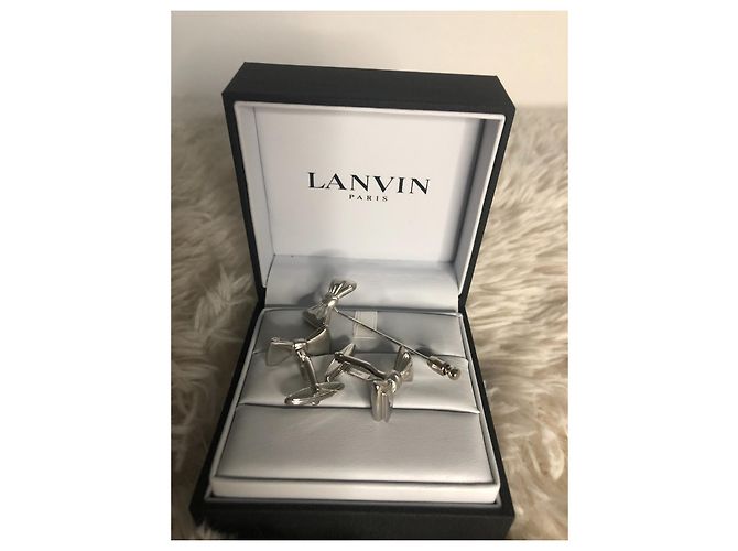 Conjunto de abotoaduras e prendedor de gravata Lanvin prata - vista 3