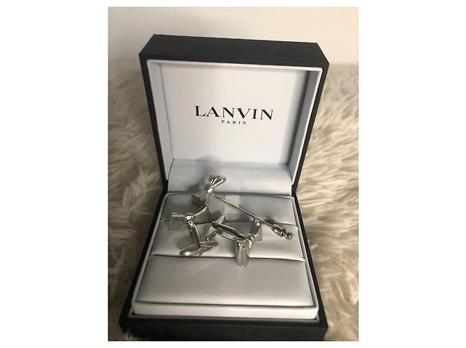 Conjunto de abotoaduras e prendedor de gravata Lanvin prata - vista 4
