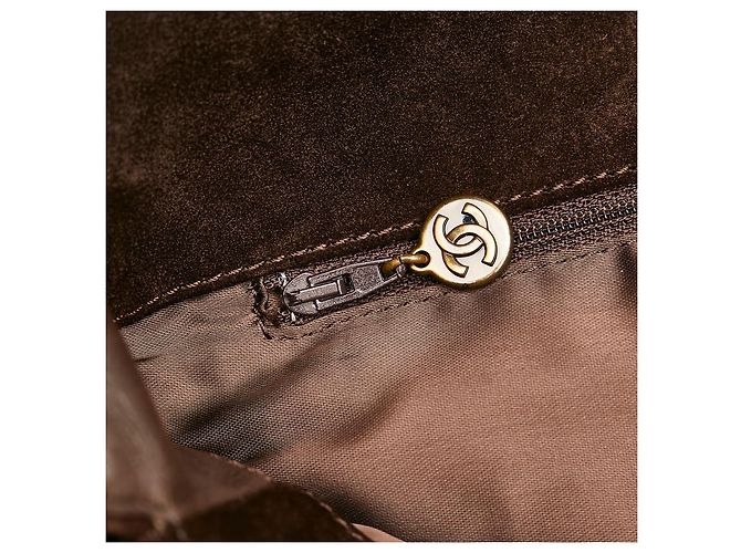Chanel Coco Mark Wildleder-Umhängetasche mit Fransen Braun - Ansicht 7