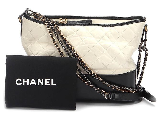 Chanel Medium Gabrielle Schultertasche aus Leder Weiß - Ansicht 14