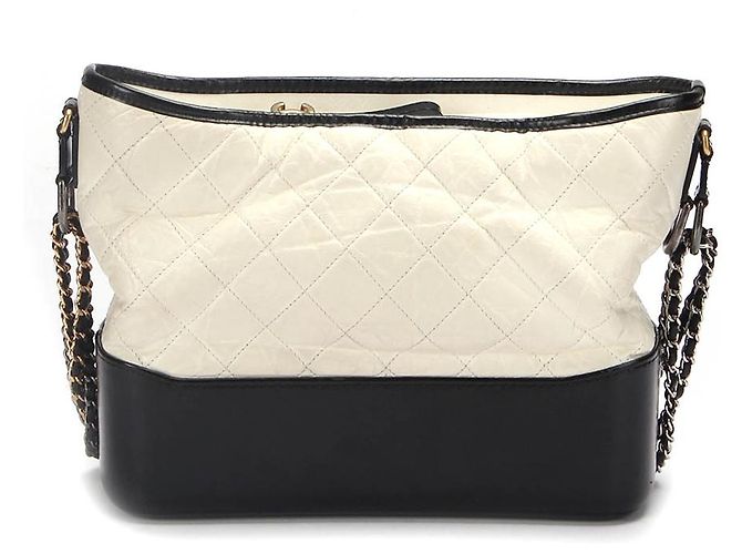 Chanel Medium Gabrielle Schultertasche aus Leder Weiß - Ansicht 2