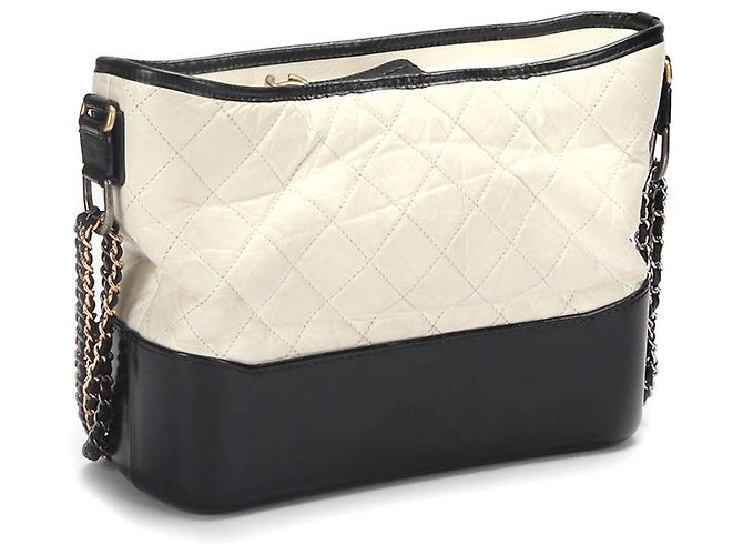 Chanel Medium Gabrielle Schultertasche aus Leder Weiß - Ansicht 3