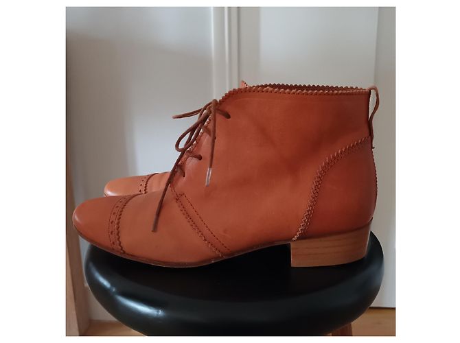 Stivaletti Oxford Tatoosh in pelle cognac con lacci - vista 2