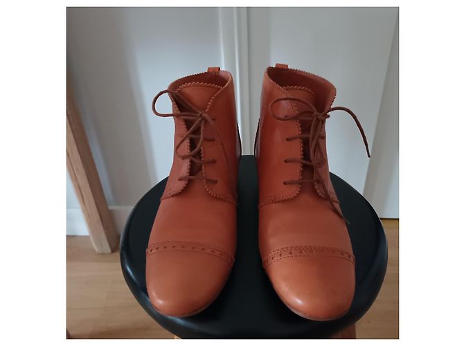 Stivaletti Oxford Tatoosh in pelle cognac con lacci - vista 3