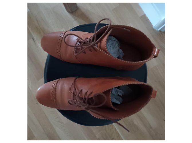 Stivaletti Oxford Tatoosh in pelle cognac con lacci - vista 4