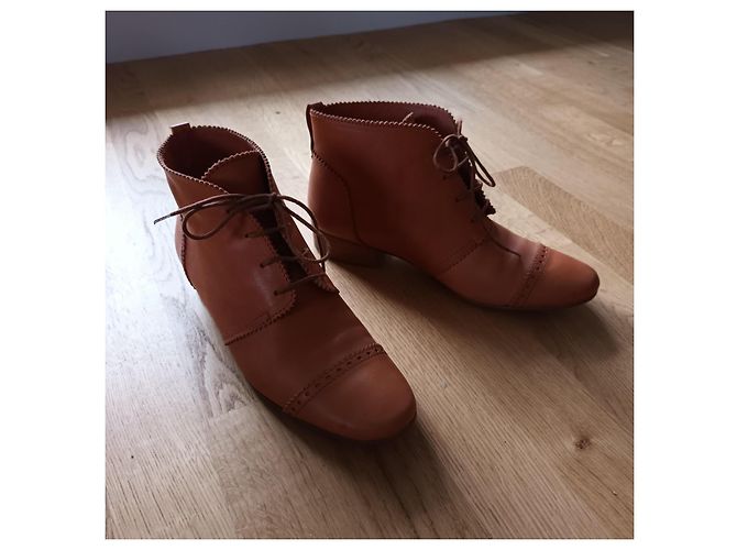 Stivaletti Oxford Tatoosh in pelle cognac con lacci - vista 7