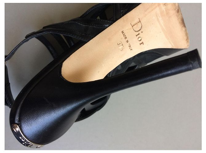 Christian Dior Offene Pumps Schwarz Leder - Ansicht 10