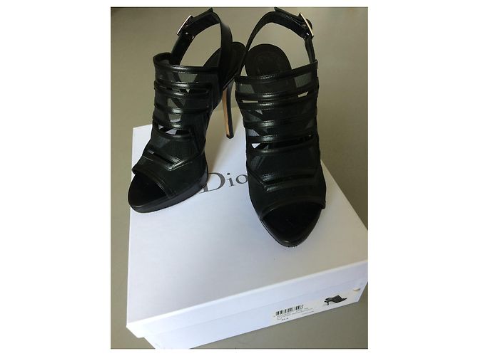Christian Dior Offene Pumps Schwarz Leder - Ansicht 3