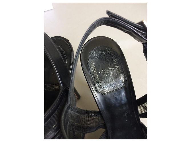 Christian Dior Offene Pumps Schwarz Leder - Ansicht 4