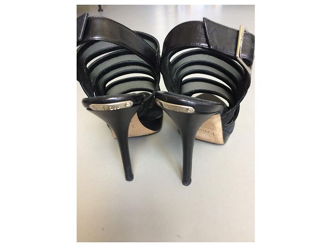 Christian Dior Offene Pumps Schwarz Leder - Ansicht 5