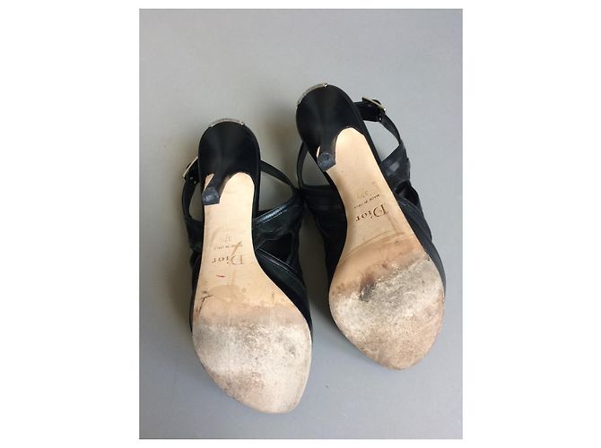 Christian Dior Offene Pumps Schwarz Leder - Ansicht 8