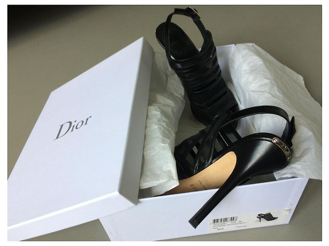 Christian Dior Offene Pumps Schwarz Leder - Ansicht 9