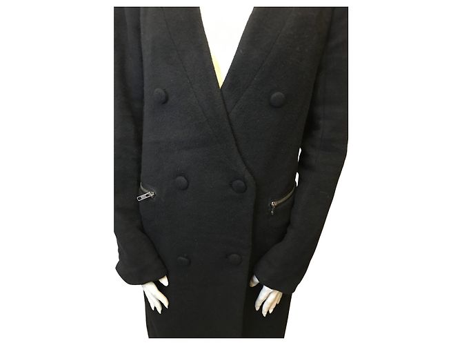 American Retro Abrigo de lana retro americano Negro - vista 2