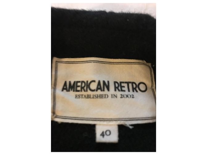 American Retro Abrigo de lana retro americano Negro - vista 7