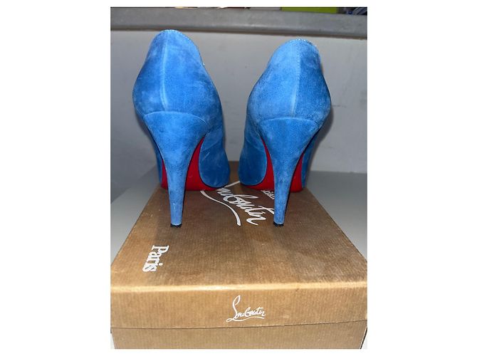 Décolleté Christian Louboutin in velluto blu - vista 2