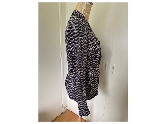 Berenice Zebra Print Jacke aus Viskose Schwarz Weiß - Ansicht 2