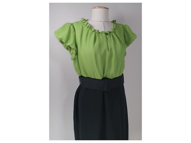 Baum und Pferdgarten Kleid Grün Schwarz - Ansicht 2