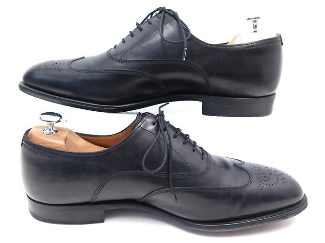 Hermès HERMES JOHN RICHELIEU SCARPE BOUT FLEURI 44 Scarpe in pelle nera Nero - vista 2