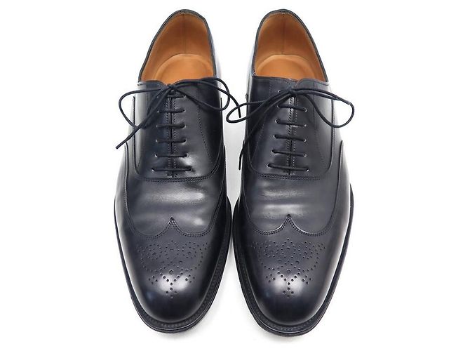 Hermès HERMES JOHN RICHELIEU SCARPE BOUT FLEURI 44 Scarpe in pelle nera Nero - vista 5