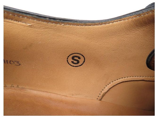 Hermès HERMES JOHN RICHELIEU SCARPE BOUT FLEURI 44 Scarpe in pelle nera Nero - vista 9