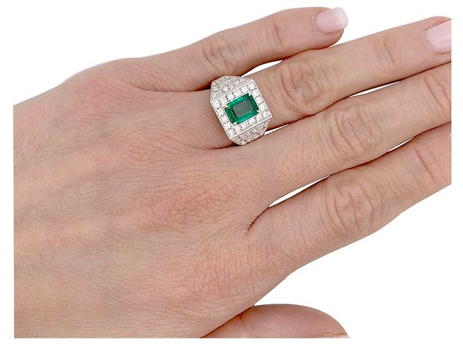 inconnue Ring, Weißgold, Platin, Smaragd, Diamanten. - Ansicht 4