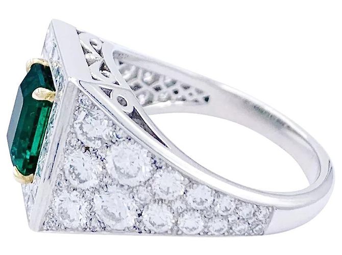inconnue Ring, Weißgold, Platin, Smaragd, Diamanten. - Ansicht 6