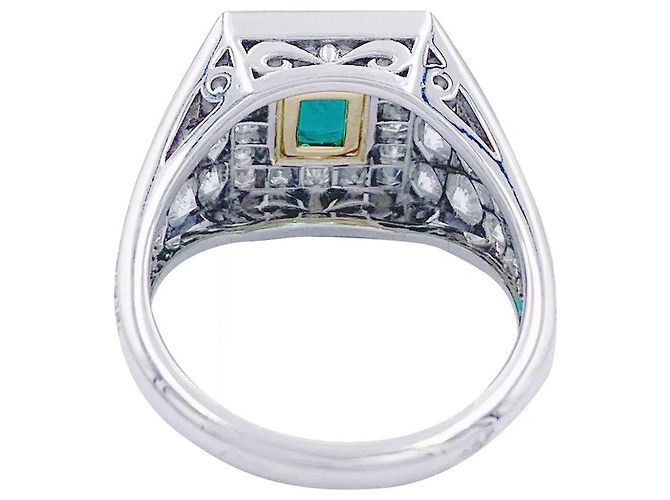 inconnue Ring, Weißgold, Platin, Smaragd, Diamanten. - Ansicht 7