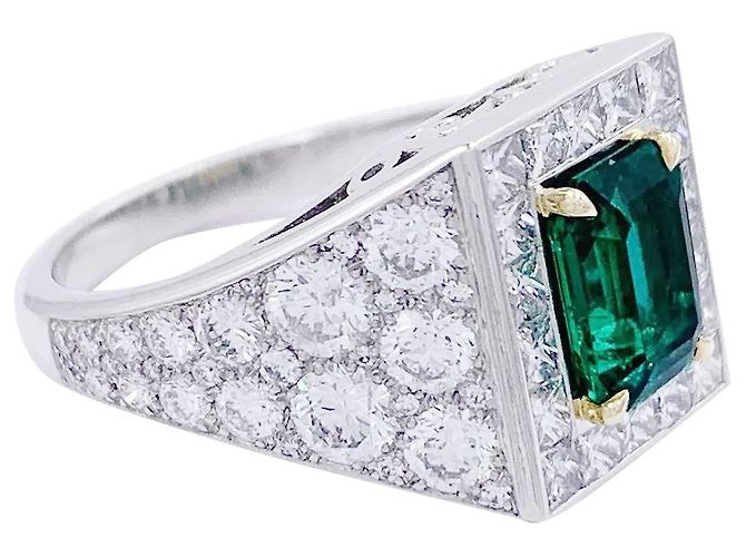inconnue Ring, Weißgold, Platin, Smaragd, Diamanten. - Ansicht 8