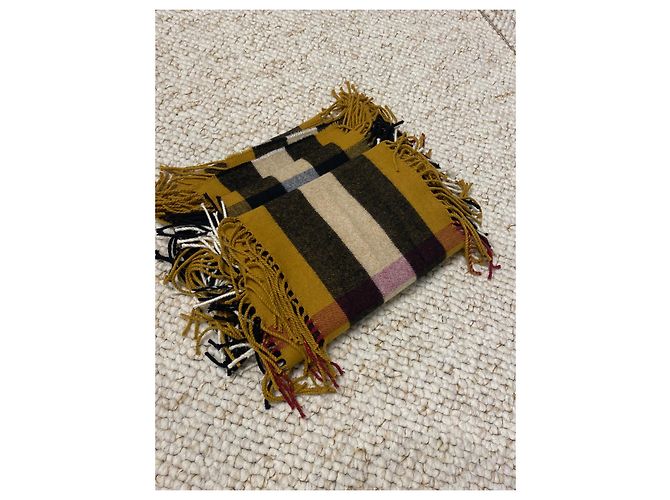 Sciarpa Burberry extra lunga in cashmere con frange a mezzo mega check 310X22cm Giallo - vista 6
