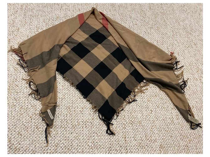 Sciarpa quadrata Burberry con frange 115X115 100% cotone come nuovo mega check - vista 2