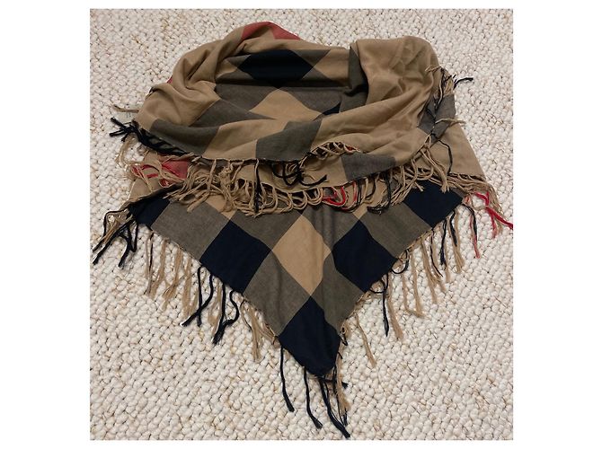 Sciarpa quadrata Burberry con frange 115X115 100% cotone come nuovo mega check - vista 4