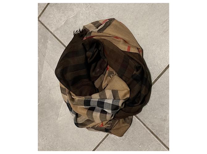 Bella sciarpa burberry degradata beige sciarpa sciarpa marrone 215X70cm - vista 4