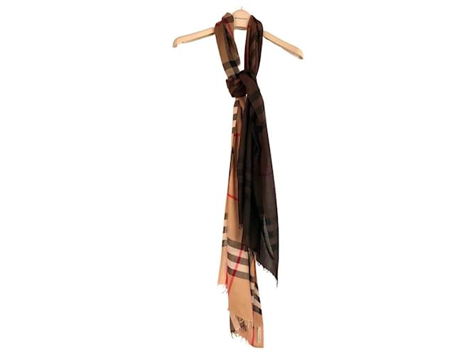 Bella sciarpa burberry degradata beige sciarpa sciarpa marrone 215X70cm - vista 8