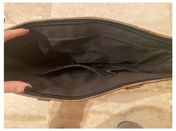 Borsa a mano Fendi Patchwork in pelle e pelliccia marrone cioccolato - vista 3