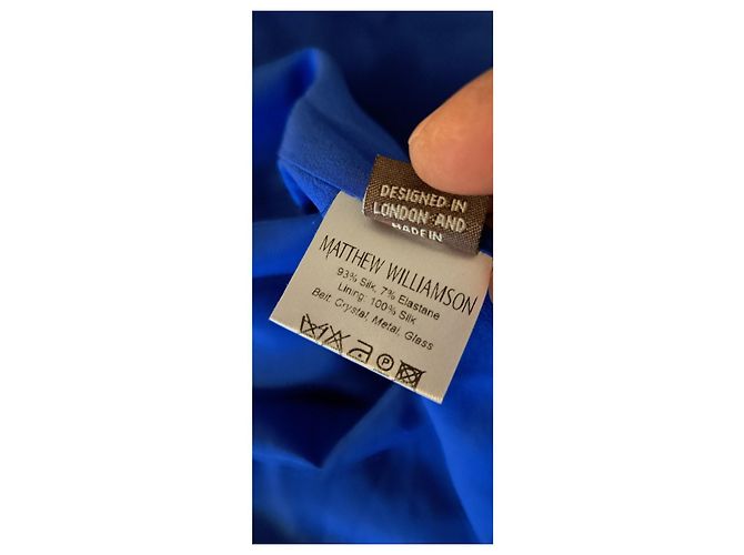Matthew Williamson Vestido Seda Plisado Sol Azul Rey - vista 10