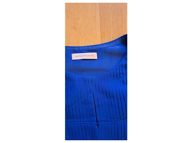 Matthew Williamson Vestido Seda Plisado Sol Azul Rey - vista 2